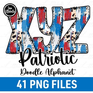 Patriotic Doodle letters, 4th of July Alphabet PNG , Sublimation, 4th of July letters | LTS-1697