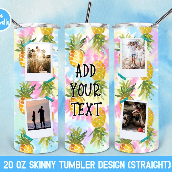 Pineapple Photo Tumbler Sublimation Designs Downloads | Skinny Tumbler 20oz Design |Tie Dye, Pineapple, Summer | LTS-667