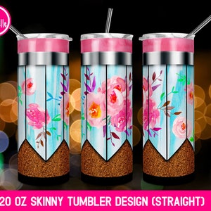 Floral Pencil 20 oz Skinny Tumbler Sublimation Designs Downloads for teacher | Glitter, Teacher gift, floral pencil tumbler | LTS-252