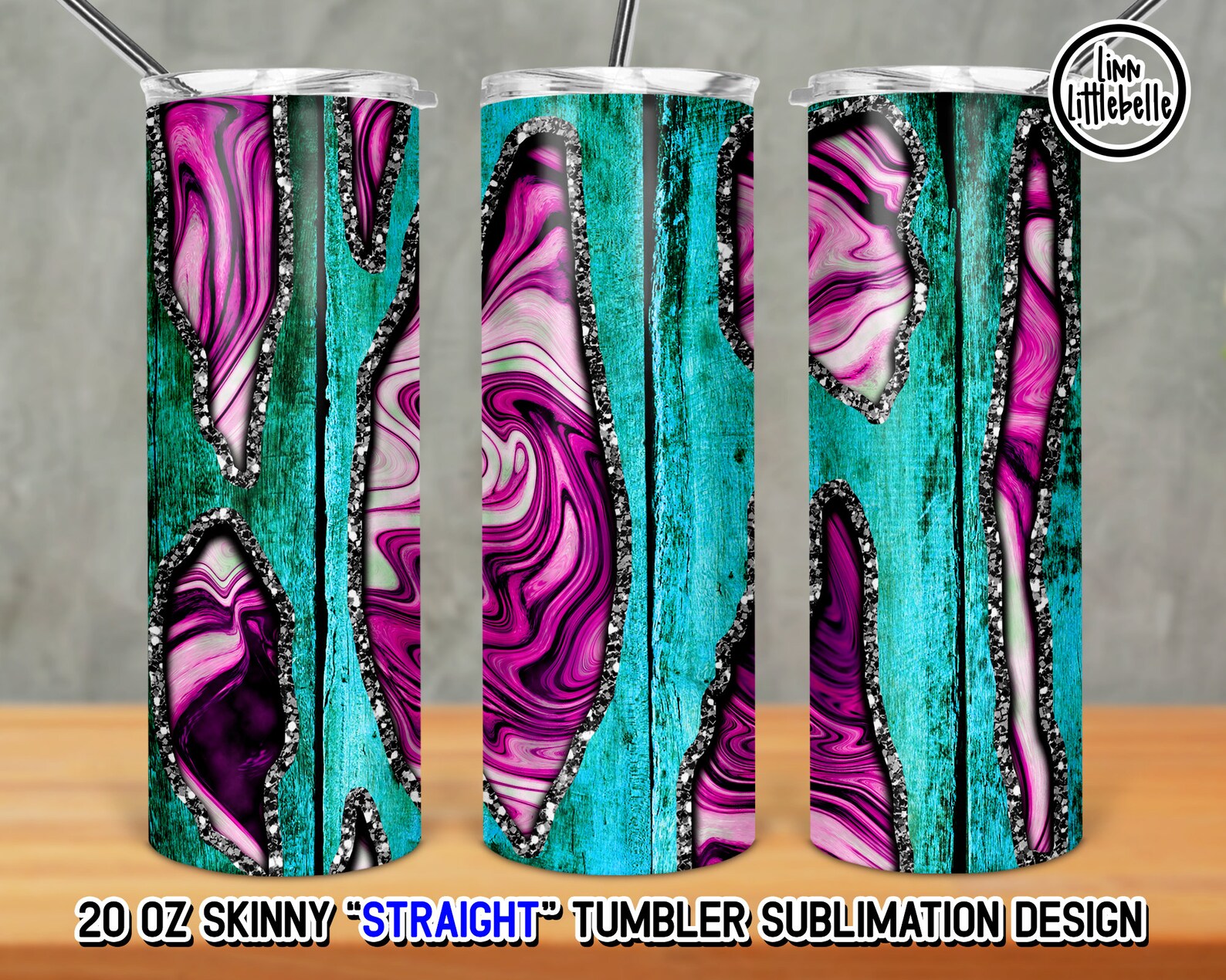 Wood Grain Geode 20oz Skinny Tumbler Sublimation Design Etsy