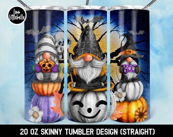 Halloween 20oz Skinny Tumbler Wrap Png Design, Sublimation Designs Downloads, Gnome, Spooky, Boo, Pumpkin, Tumbler Wrap Png | LTS-787