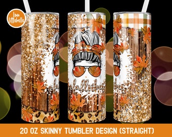 Fall Vibes Tumbler PNG, Hello Fall Tumbler Sublimation Design Download, 20oz Skinny Tumbler Design PNG, Autumn Vibes, Thanksgiving | LTS-798