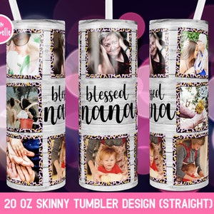 Blessed Nana Photo Tumbler Wrap Template Sublimation Designs Downloads, Skinny Tumbler 20oz Design, Photo Tumbler Png   | LTS-903