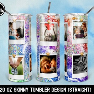 Photo Tumbler Template Sublimation Designs Downloads |20oz Skinny Tumbler Design | Glitter, Milky way, Photo Frame tumbler png | LTS-323