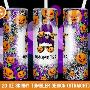 Momster Halloween Pumpkin 20oz Skinny Tumbler Sublimation Designs Tumbler PNG File Digital Download | LTS-733