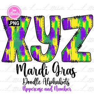 Alfabeto Doodle de Mardi Gras Png, Letras Doodle de Mardi Gras, Alfabetos Doodle / LTS-1617