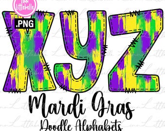 Mardi Gras Doodle Alphabet Png, Mardi Gras Doodle Letters, Doodle alphabets | LTS-1617