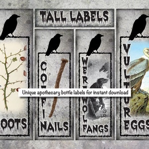 Apothecary potion bottle labels - Tall Labels