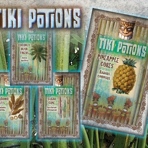 Apothecary Bottle Labels - Tiki Potions