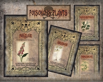 Apothecary potion labels - Poisonous Plants