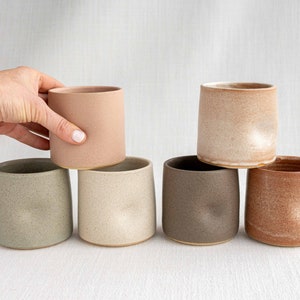 Small Ceramic Pinch Cup 8oz | Cortado Cups | Handmade Thumb Indention Mug | Espresso Cup | Handleless Mug | Ceramic Thumb Print Tumblers