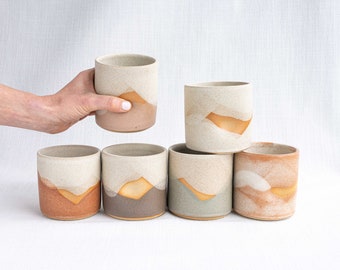 Handmade Ceramic Pinch Cup | 11-12oz Thumb Indention Mug | Handleless Mug | Ceramic Tumbler | Thumb Print Tumbler | Matte White Thumb Cup