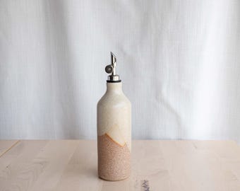 Handmade Ceramic Oil Bottle | Stoneware Pottery Oil Cruet | Redstone & Whitestone Glaze