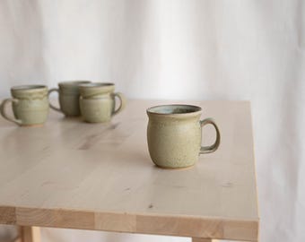 Handmade Matte Green Ceramic Mug | Stoneware Coffee Cup