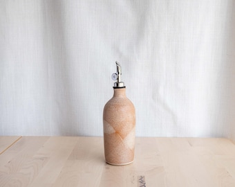 Handmade Ceramic Oil Bottle | Stoneware Pottery Oil Cruet | Light Rust Glaze
