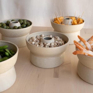 Handmade Ceramic Snack Server with Pit Catcher | Appetizer Bowl, Cherry Dish