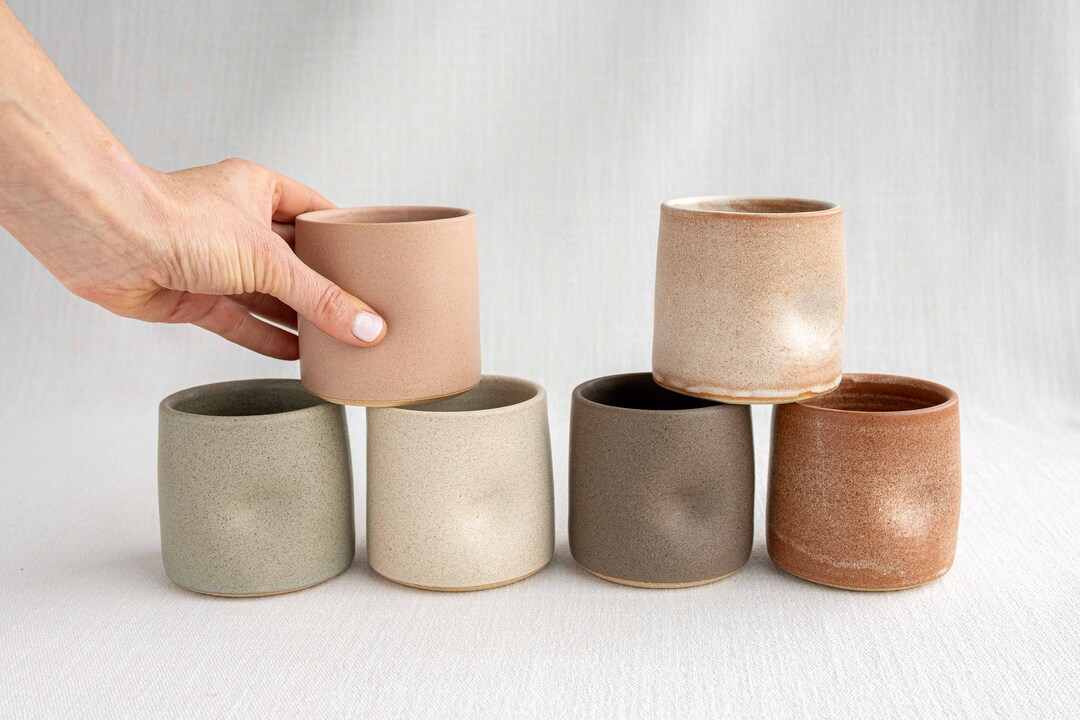 Small Ceramic Pinch Cup Cortado Cups Handmade Thumb Indention Mug