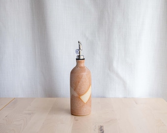 Handmade Ceramic Oil Bottle | Stoneware Pottery Oil Cruet | Light Rust Glaze