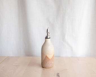 Handmade Ceramic Oil Bottle | Stoneware Pottery Oil Cruet | Redstone & Whitestone Glaze