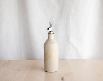 Handmade Ceramic Oil Bottle | Stoneware Pottery Oil Cruet | Whitestone Glaze