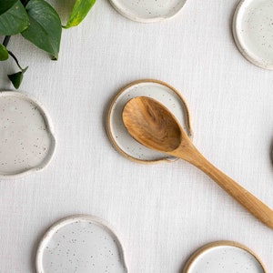 Handmade Ceramic Spoon Rest | Stoneware Utensil Rest | Speckled Clay Spoonrest | Spatula Rest | Kitchen Accessories