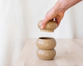 Handmade Ceramic Tiered Trinket Jar | Stackable Spice Cellar