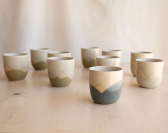 Handmade Ceramic Espresso Cup | Handleless Pottery Tumbler, 6-7oz