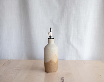 Handmade Ceramic Oil Bottle | Stoneware Pottery Oil Cruet | Chai & Whitestone Glazes