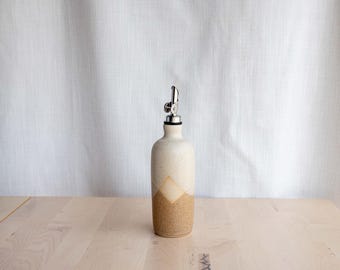 Handmade Ceramic Oil Bottle | Stoneware Pottery Oil Cruet | Chai & Whitestone Glazes