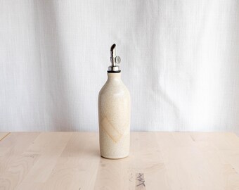 Handmade Ceramic Oil Bottle | Stoneware Pottery Oil Cruet | Whitestone Glaze