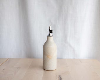 Handmade Ceramic Oil Bottle | Stoneware Pottery Oil Cruet | Whitestone Glaze