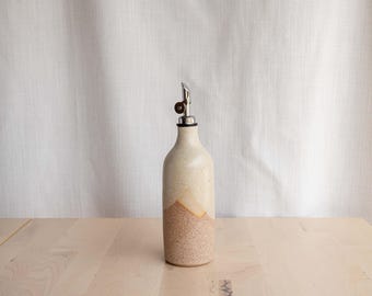 Handmade Ceramic Oil Bottle | Stoneware Pottery Oil Cruet | Redstone & Whitestone Glaze