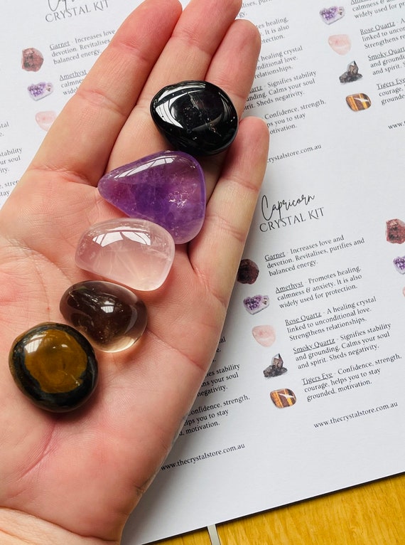 Capricorn Zodiac Crystal Tumble Stones Kit Bundle