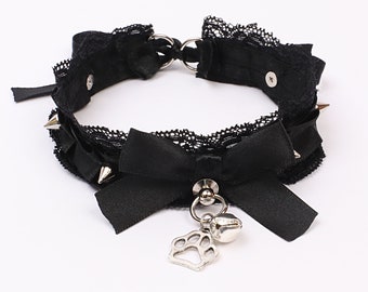 Made to order! Black Spiked Kitten Play Collar