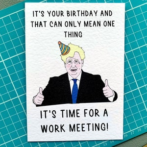 Boris Johnson-verjaardagskaart - grappige Boris-kaart - werkevenement - feest!