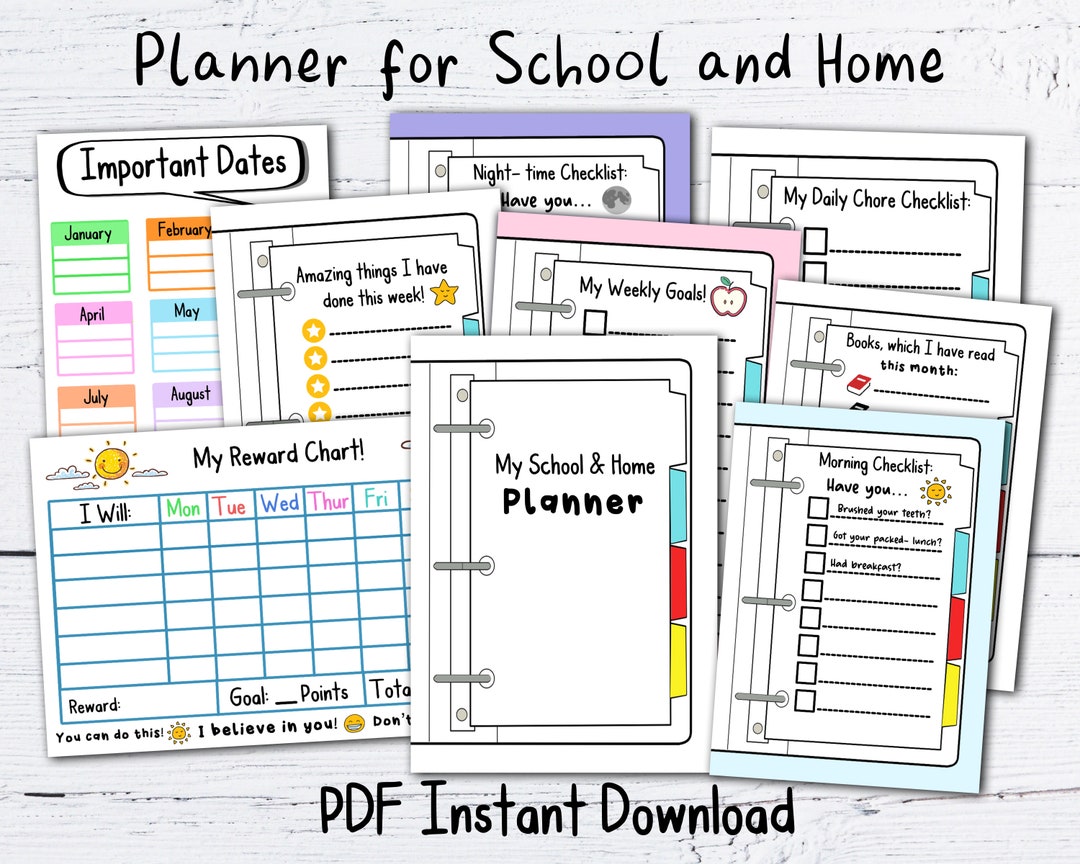 Printable PDF Reward Chart - School and Home Planner- Instant Download ...