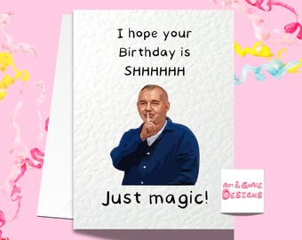 Cartão de felicitações Bob Mortimer - Espero que seu aniversário seja mágico Cartão de aniversário - Comediante engraçado