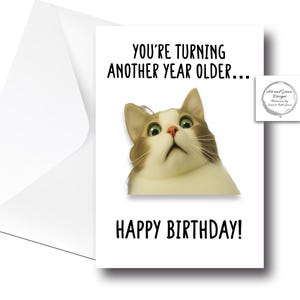 Shocked Cat virale meme-wenskaart - Gefeliciteerd met je verjaardag - Je bent een jaar ouder... - Humoristische kaart - grappige meme