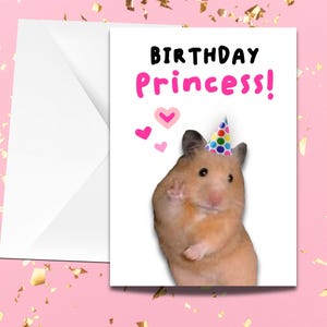 Signe de paix hamster viral Meme carte de voeux - joyeux anniversaire - anniversaire fille - carte humoristique - drôle de meme - hamster mignon