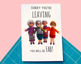 Funny Knitted Women Work Colleagues- Sorry You're Leaving - Congrats On Your New Job, Congratulations- We Will Miss You, New Job Card