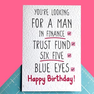 Vous cherchez un homme dans la finance - carte d'anniversaire pour meilleure amie - ami