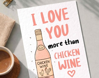 Carte d'anniversaire poulet vin pour ami - carte de voeux drôle pour amateur de vin - carte meilleur ami - vin rosé