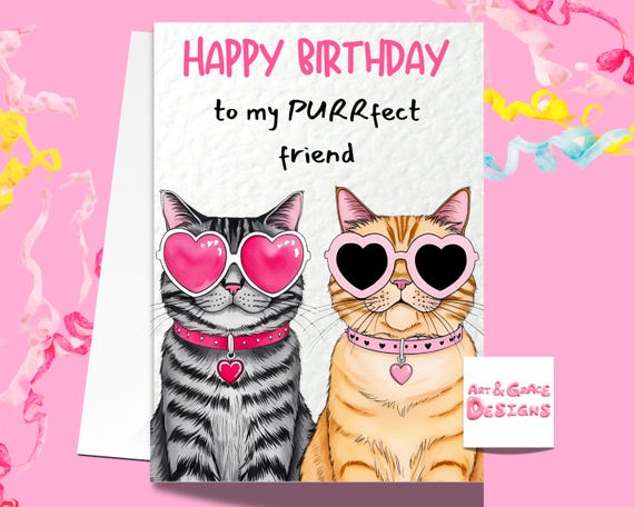Simpatico biglietto di amicizia – From the Baddie – Regali per amici intimi, mamma con pelliccia, mamma gatto, amanti degli animali domestici, BFF, fidanzata, bestie, ragazze, lei, donne, signore