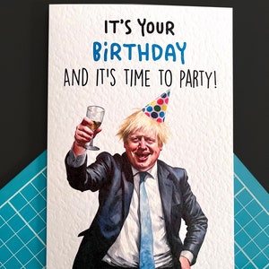 Boris Johnson-verjaardagswenskaart - grappige Boris Johnson-houdkaart - werkevenement - feest - Boris Johnson Dancing