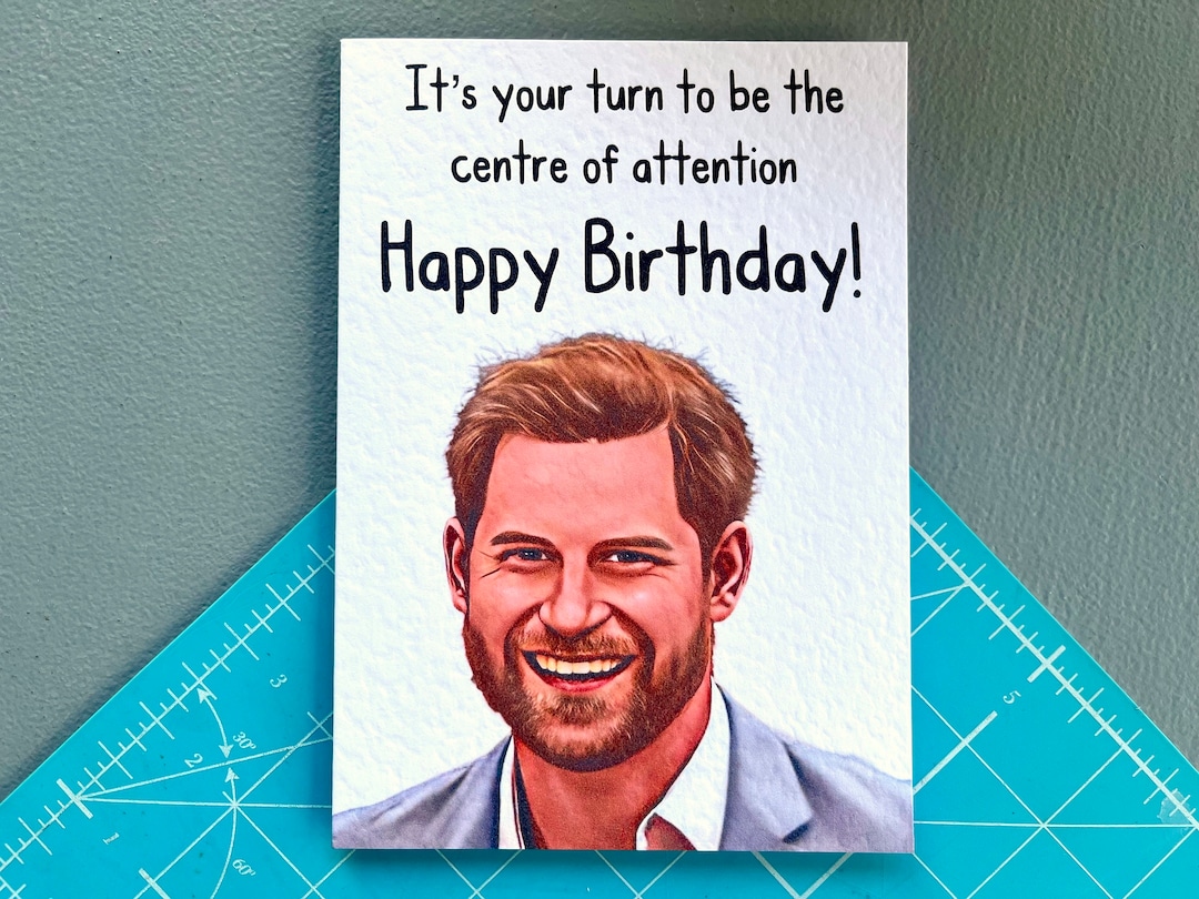 Prince Harry Birthday Greeting Card Funny Royal Family Card Meghan