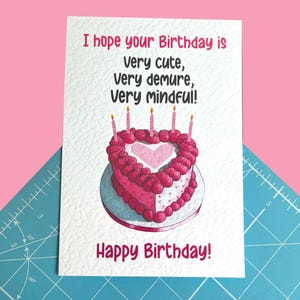 Très sage carte très attentionnée rose vintage amour-cœur gâteau-carte d'anniversaire drôle pour ami-Mème viral dicton