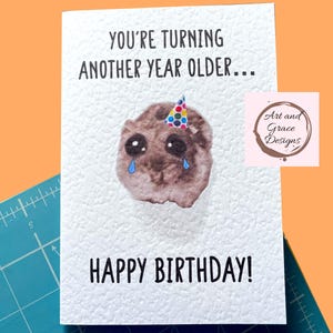 Triest hamster virale meme-wenskaart - gefeliciteerd - je bent een jaar ouder... - humoristische kaart - grappige meme
