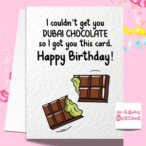 Pistazie Schokoladenbar Liebhaber Grußkarte - Alles Gute zum Geburtstag - Geschenk - Schokoladentafel Paris - Humorvolle Karte - Lustiger Viraltrend