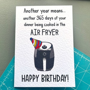 Airfryer Grußkarte - Happy Birthday - Lustige Airfryer-Karte - Humorvolle Karte - Karte für Frau - Mutter - Oma - Freund