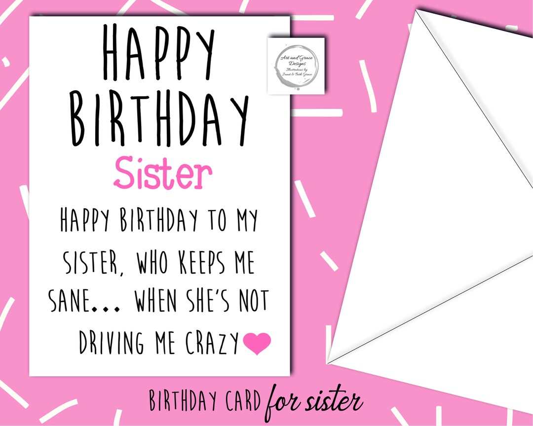 Buy Happy Birthday Sister Card Funny Birthday Card Gift for Online ...